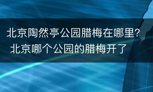 北京陶然亭公园腊梅在哪里？ 北京哪个公园的腊梅开了
