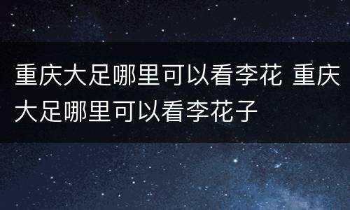 重庆大足哪里可以看李花 重庆大足哪里可以看李花子