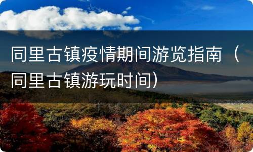 同里古镇疫情期间游览指南（同里古镇游玩时间）