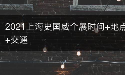 2021上海史国威个展时间+地点+交通
