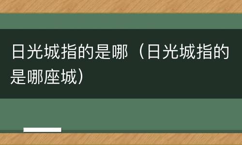 日光城指的是哪（日光城指的是哪座城）
