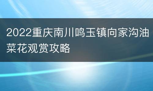 2022重庆南川鸣玉镇向家沟油菜花观赏攻略