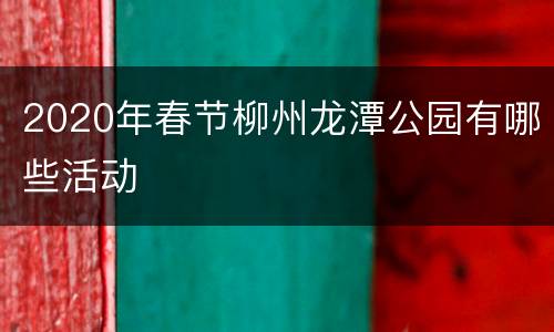 2020年春节柳州龙潭公园有哪些活动