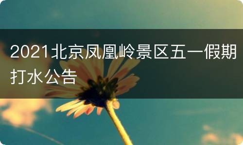 2021北京凤凰岭景区五一假期打水公告