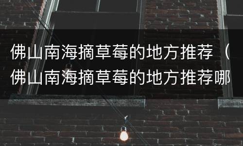 佛山南海摘草莓的地方推荐（佛山南海摘草莓的地方推荐哪里）
