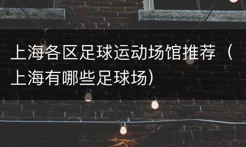上海各区足球运动场馆推荐（上海有哪些足球场）