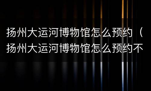 扬州大运河博物馆怎么预约（扬州大运河博物馆怎么预约不上）