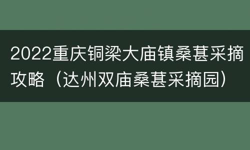 2022重庆铜梁大庙镇桑葚采摘攻略（达州双庙桑葚采摘园）