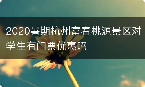 2020暑期杭州富春桃源景区对学生有门票优惠吗