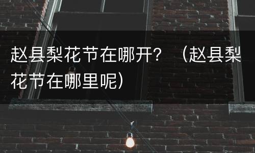 赵县梨花节在哪开？（赵县梨花节在哪里呢）