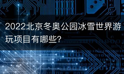 2022北京冬奥公园冰雪世界游玩项目有哪些？