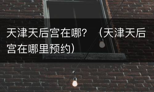 天津天后宫在哪？（天津天后宫在哪里预约）