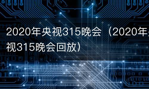 2020年央视315晚会（2020年央视315晚会回放）