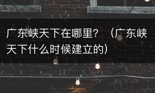 广东峡天下在哪里？（广东峡天下什么时候建立的）