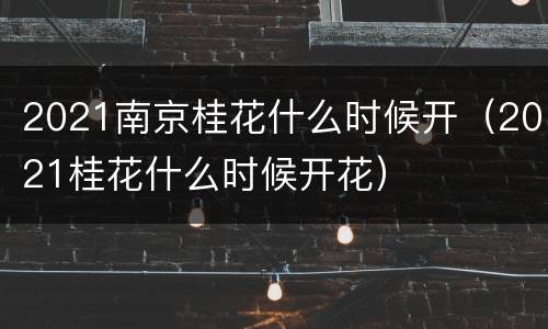 2021南京桂花什么时候开（2021桂花什么时候开花）