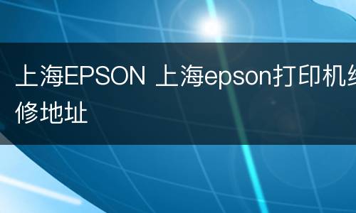 上海EPSON 上海epson打印机维修地址