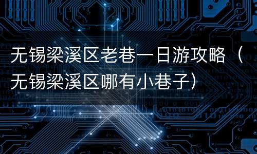 无锡梁溪区老巷一日游攻略（无锡梁溪区哪有小巷子）