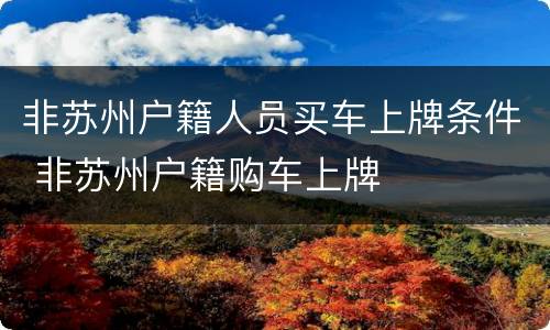 非苏州户籍人员买车上牌条件 非苏州户籍购车上牌