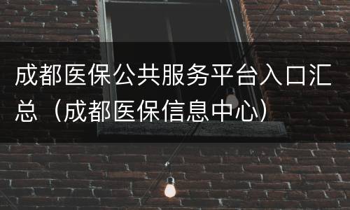 成都医保公共服务平台入口汇总（成都医保信息中心）