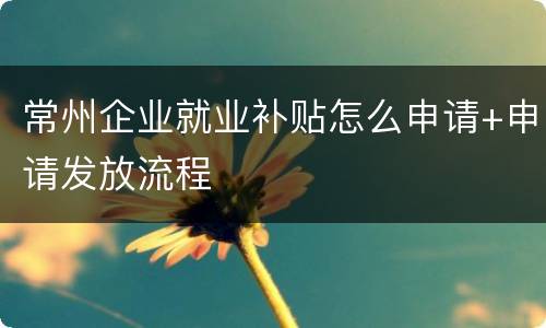常州企业就业补贴怎么申请+申请发放流程