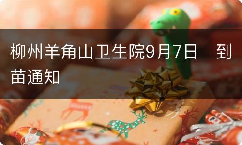 柳州羊角山卫生院9月7日​到苗通知