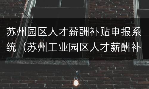 苏州园区人才薪酬补贴申报系统（苏州工业园区人才薪酬补贴）