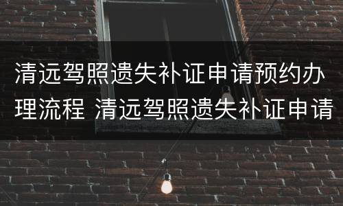 清远驾照遗失补证申请预约办理流程 清远驾照遗失补证申请预约办理流程视频