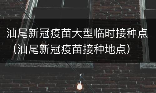 汕尾新冠疫苗大型临时接种点（汕尾新冠疫苗接种地点）