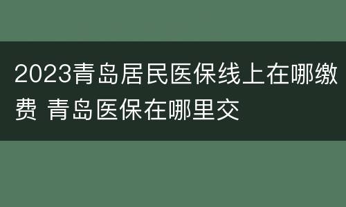 2023青岛居民医保线上在哪缴费 青岛医保在哪里交