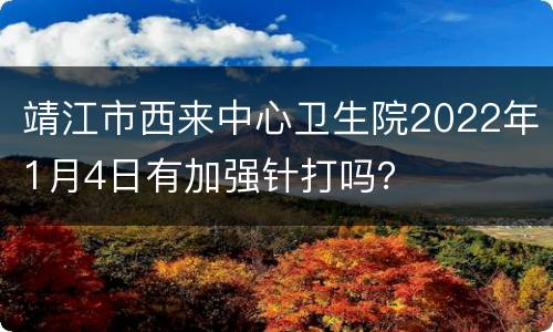 靖江市西来中心卫生院2022年1月4日有加强针打吗？