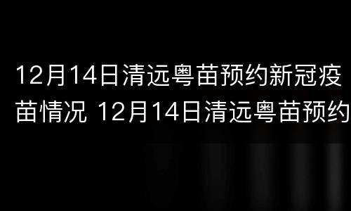12月14日清远粤苗预约新冠疫苗情况 12月14日清远粤苗预约新冠疫苗情况如何