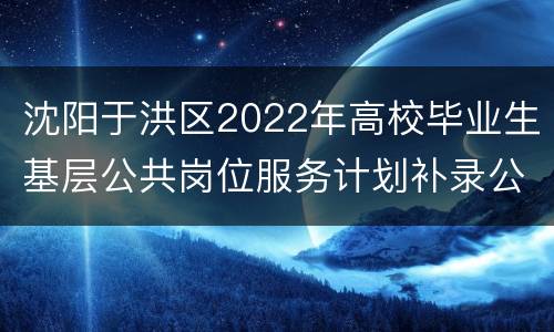 沈阳于洪区2022年高校毕业生基层公共岗位服务计划补录公告