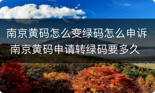 南京黄码怎么变绿码怎么申诉 南京黄码申请转绿码要多久