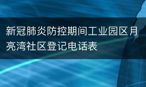 新冠肺炎防控期间工业园区月亮湾社区登记电话表