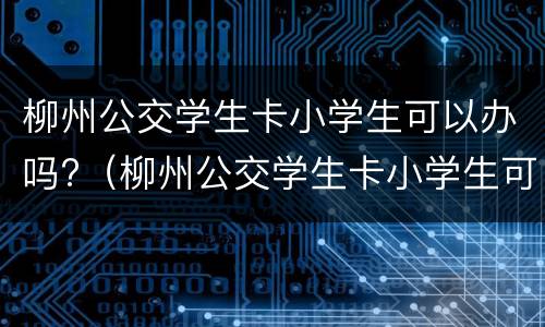柳州公交学生卡小学生可以办吗?（柳州公交学生卡小学生可以办吗多少钱）