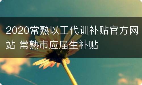 2020常熟以工代训补贴官方网站 常熟市应届生补贴