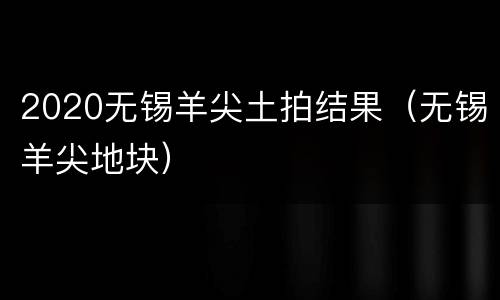 2020无锡羊尖土拍结果（无锡羊尖地块）