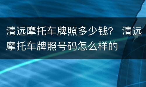 清远摩托车牌照多少钱？ 清远摩托车牌照号码怎么样的