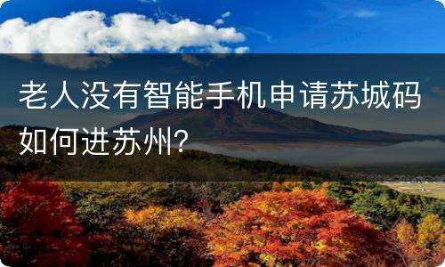 老人没有智能手机申请苏城码如何进苏州？