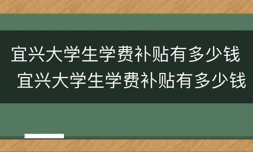宜兴大学生学费补贴有多少钱 宜兴大学生学费补贴有多少钱一年
