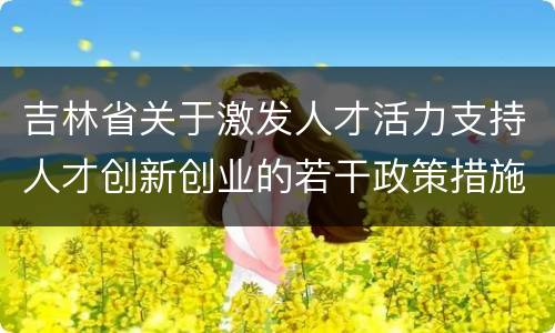 吉林省关于激发人才活力支持人才创新创业的若干政策措施（3.0版）