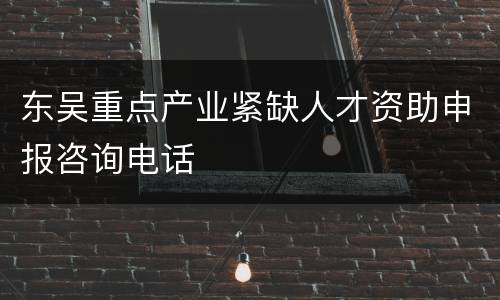 东吴重点产业紧缺人才资助申报咨询电话
