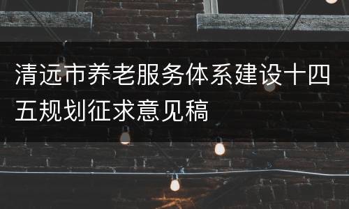 清远市养老服务体系建设十四五规划征求意见稿