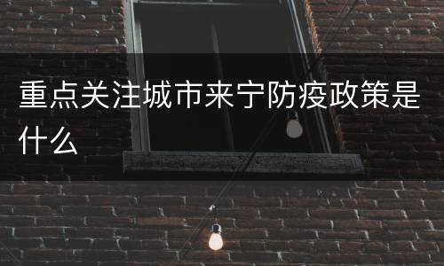 重点关注城市来宁防疫政策是什么