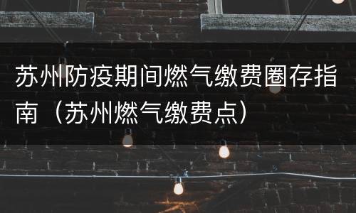 苏州防疫期间燃气缴费圈存指南（苏州燃气缴费点）