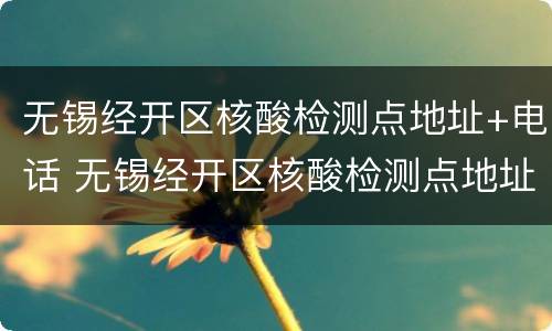 无锡经开区核酸检测点地址+电话 无锡经开区核酸检测点地址 电话是多少