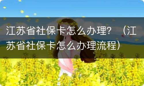 江苏省社保卡怎么办理？（江苏省社保卡怎么办理流程）
