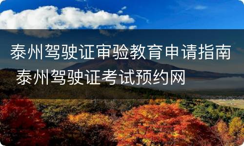 泰州驾驶证审验教育申请指南 泰州驾驶证考试预约网