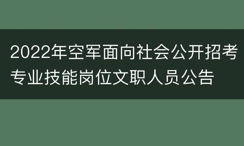 2022年空军面向社会公开招考专业技能岗位文职人员公告
