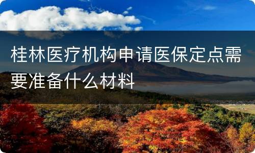 桂林医疗机构申请医保定点需要准备什么材料